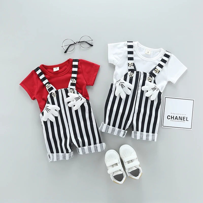 Boy Sport Outside Set Baby Suite Set School Uniforms Performance Shirt+ Bib Boy Girl Summer Clothes T-35
