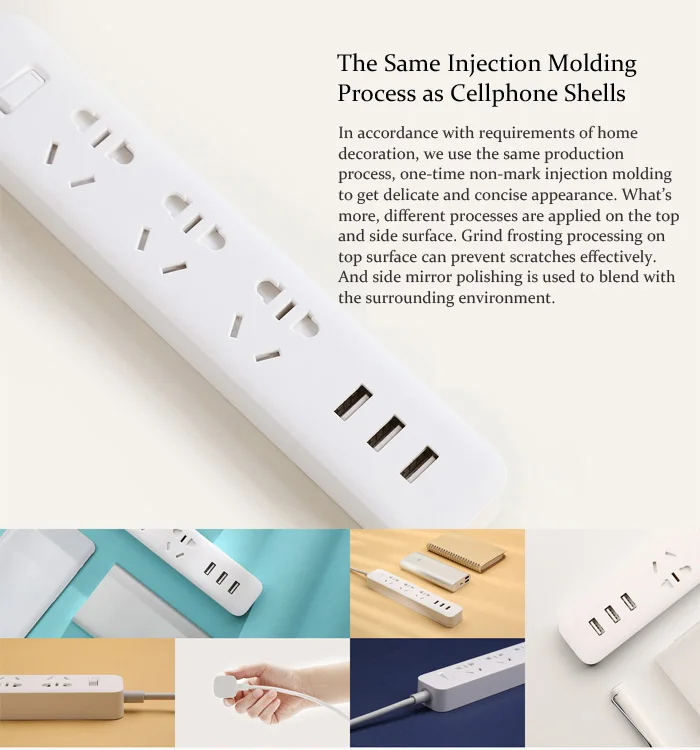 Original XiaoMi 3 USB Charging Ports Mini Power Strip with 3 Sockets Standard Plug