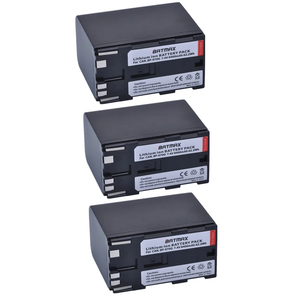 Batmax 3Pcs Bp-970G Bp 970G Bp-975 Batteria Ricaricabile Per Canon Eos C100, Eos C100 Mark Ii, Eos C300, Eos C300 Pl,