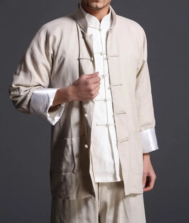 

New Beige kung fu clothing Wing Chun uniforms set Martial arts tai chi clothes Bruce Lee Vintage chinese traditional Tang suits