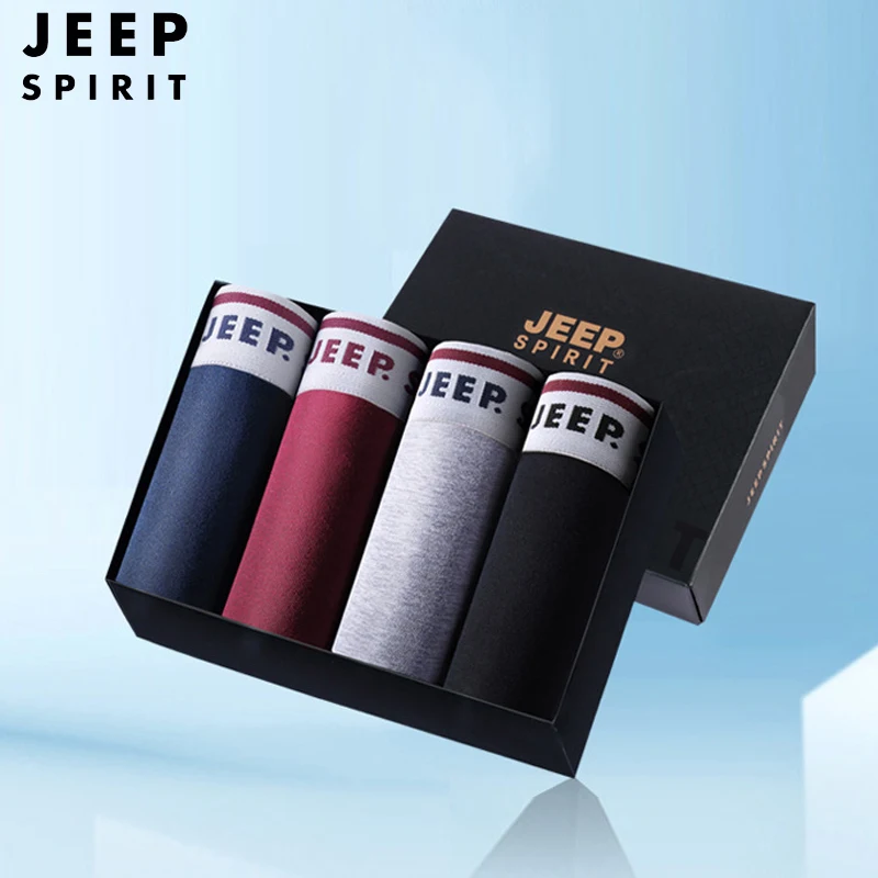

4 pcs/lot JEEP SPIRIT Boxer Men Underwear Comfortable Boxer Breathable Print Cotton Boxer para hombre Panties cueca masculina
