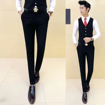 

Formal Pants For Men Wedding Prom Mens Dress Pants Slim Fit Casual Trousers Party Solid Color White Red Perfume Masculino 2018