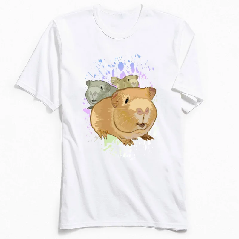100% Cotton Men's Short Sleeve Guinea Pigs T Shirts Printed Tees Cheap Crazy Round Collar Tops T Shirt Top Quality Guinea Pigs white