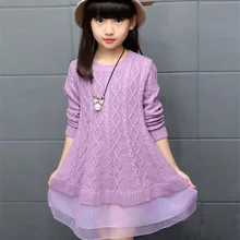 Детские платья свитер для девочек осень зима хлопок свитер платье для девочек детская школьная одежда 5 7 9 11 12 лет