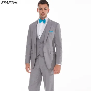 

western wedding suits groom tuxedo summer wear 3 piece suit light gray high quality dress for the best man