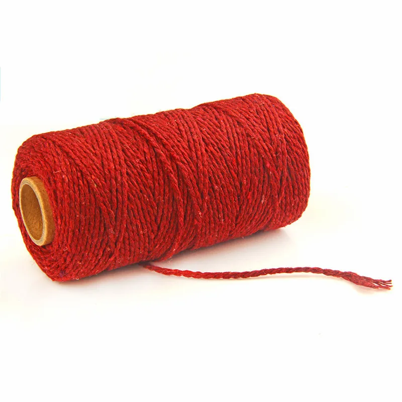 91 м(100 ярдов) цветная плетеная хлопковая Веревка DIY Ручная подарочная упаковка бирка для украшения свадебной вечеринки шнуры для украшения цветов - Цвет: Red Cords