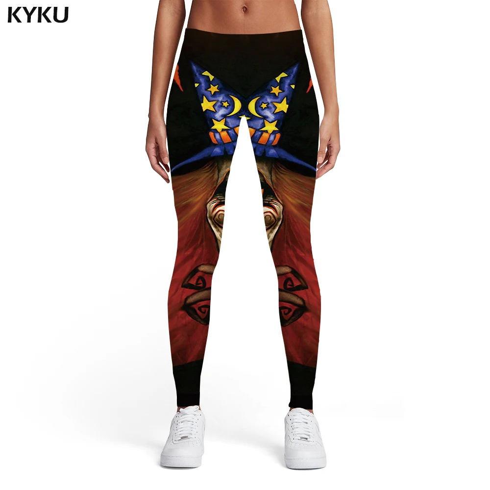 

KYKU Halloween Leggings Women Witch Spandex Cosplay Elastic Ghost Sport Black Leggins Womens Leggings Pants Casual Bodybuilding