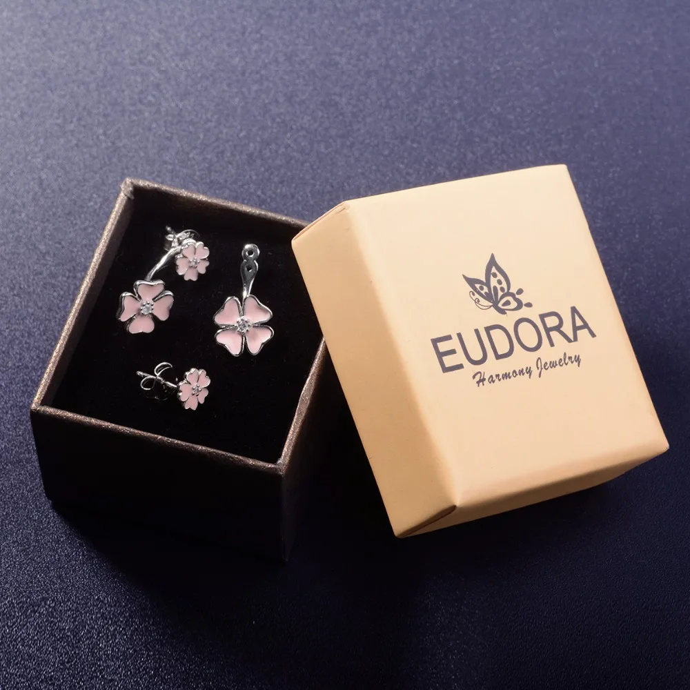 Серьги EUDORA из стерлингового серебра 925 пробы с розовыми цветами романтические