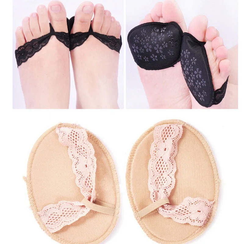 1 Pair Random Color Lace Invisible Anti-slip High Heeled Shoes Pads Forefoot Half Yard Pad