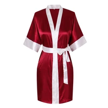 Женское кимоно халат Шелковый Атласный халат Короткий Ночной халат для свадьбы, невесты, подружки невесты халаты Longue