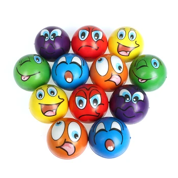 12pcs 6.3CM Soft PU Foam Sponge Expression Grimace Smiley Face Squeeze Ball Anti Stress Relief Ball Toys for Boys Kids 1