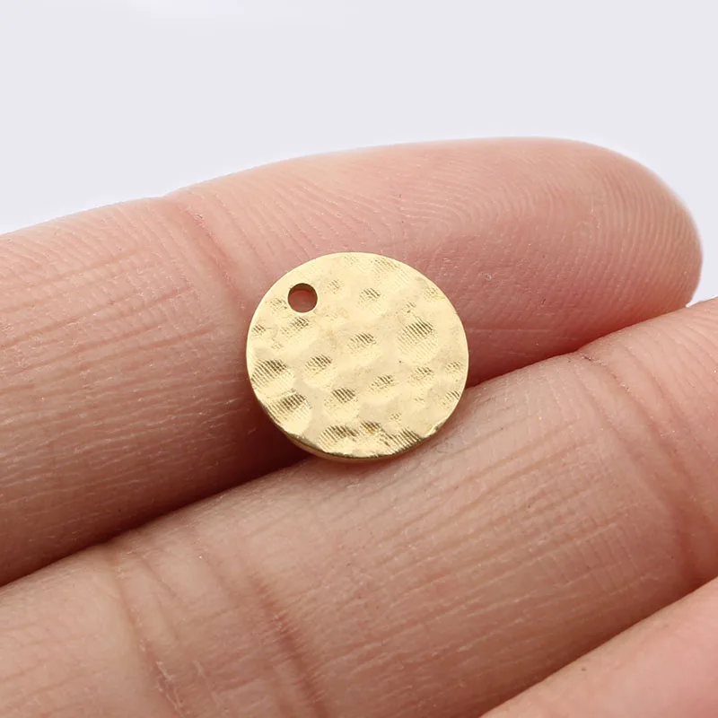 

100pcs Raw Brass Hammered Round Charm Blanks Round Disc For Stamping DIY Jewelry Necklace Earring Making Finding