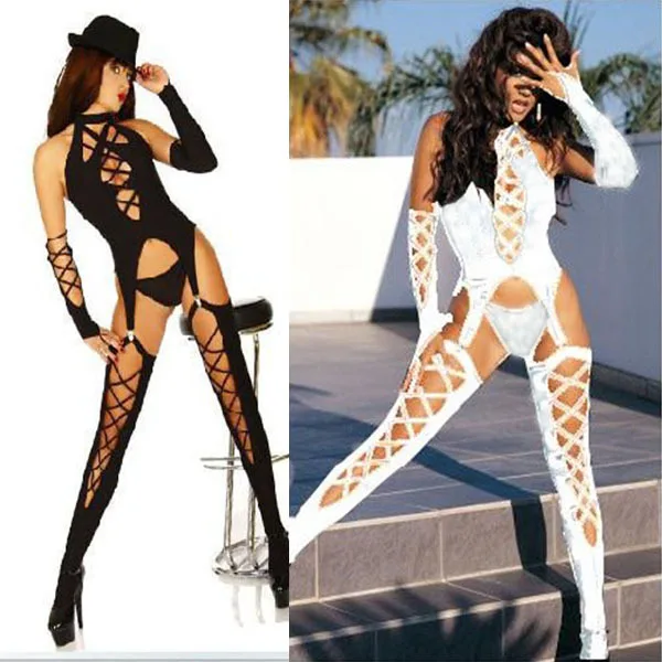 

Black/White Polyester Catsuit Hot Selling Gaga Costume Sexy Halloween Costume Leotard hip-hop Jazz Dance / dance Clothing