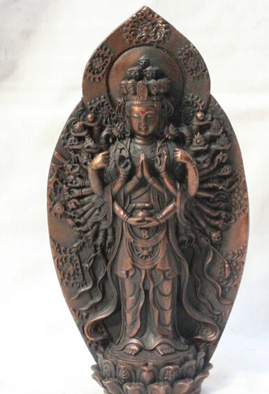 

JP S0522 Tibet Tibetan Buddhism Bronze 1000-Arms Guan Yin Goddess Statue