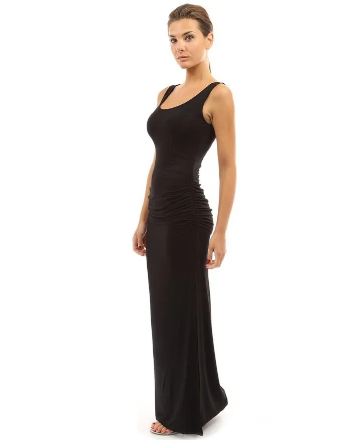 Элегантное женское сексуальное платье с О-образным вырезом без рукавов, тонкое Макси платье с разрезом, длинное платье Vestidos - Цвет: YD2568 black