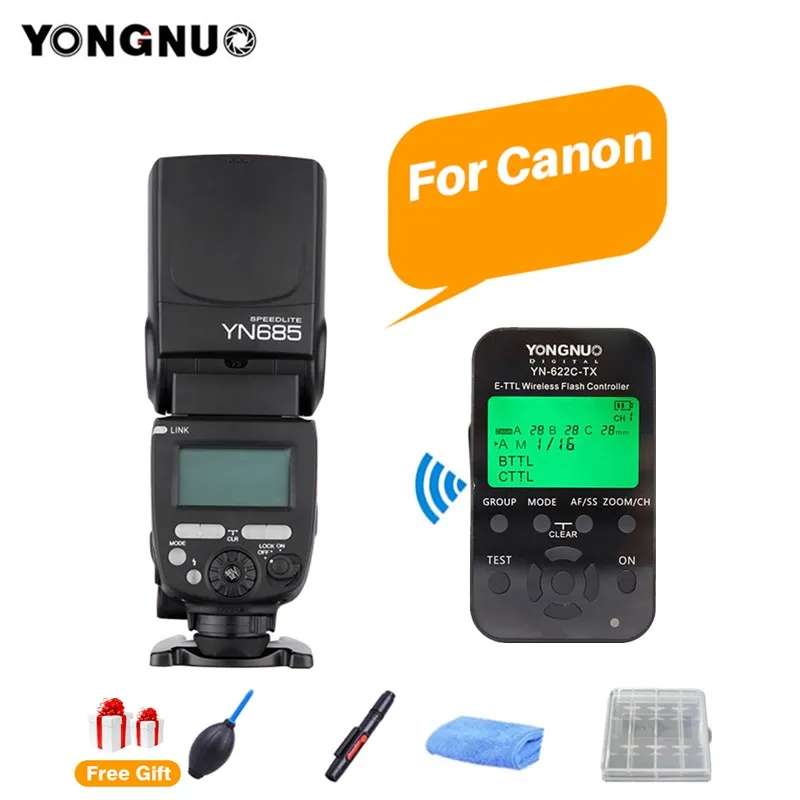 YONGNUO YN685 YN685C Wireless 2.4G HSS Speedlite TTL Flash Speedlight + YN622C-TX Trigger for Canon 7D 700D 70D 750D DSLR Camera |