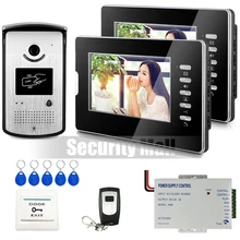 Chuangkesafe Casa 7 “Color de Vídeo Teléfono de Puerta de Intercomunicación Del Sistema 2 Monitores + 1 Cámara de Acceso RFID + Control Remoto En Stock