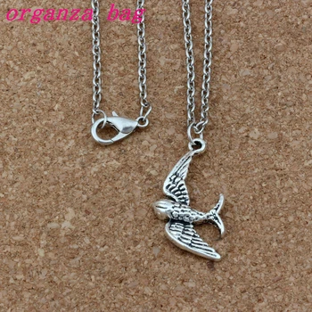 

24pcs / lot Zinc alloy Cute little swallow bird Charms Pendant Necklaces 18 inches Chains Jewelry DIY A-253d