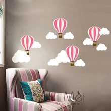 Милый воздушный шар белые облака небо Искусство Виниловые наклейки на стену, плакат наклейки на обои детская комната 80x160 см украшение дома Рождество