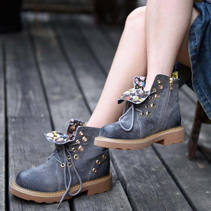 

Artmu Original 2018 New Ankle Boots British Style Martin Boots Low Heels Lace-up Fall and Winter Boots Genuine Leather Y6521