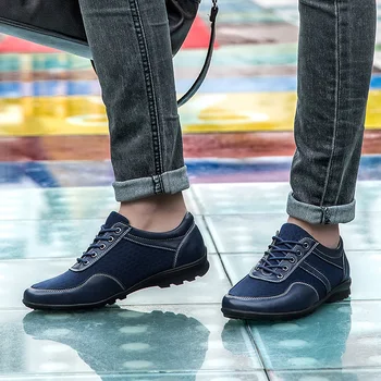 

2020 Fashion Trendy Men's Shoes Genuine Leather Summer Light Breathable Loafers Non-slip Lace-up Comfortable Men's Casual Shoes