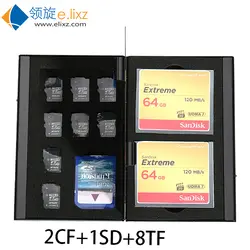 2017 Серебряный Красный Новый Алюминий коробка для хранения мешок Memory Card Case Держатель кошелек большой Ёмкость для 2 * для SD CF 8 * MicroSD card1 * sd