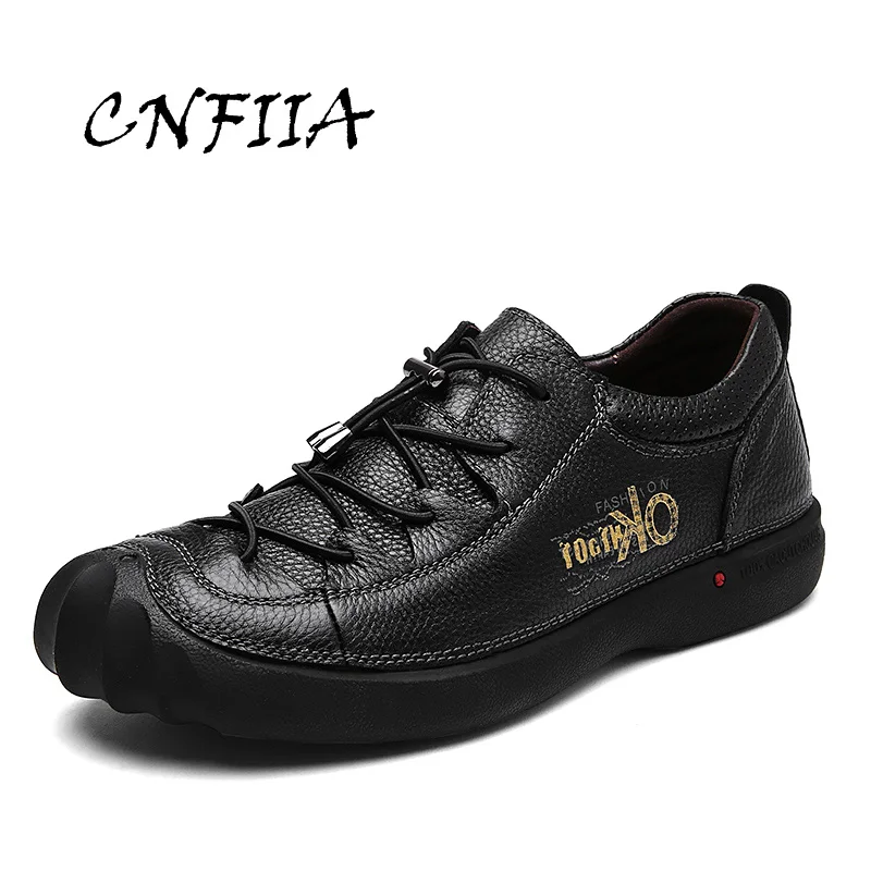 

CNFIIA Shoes Men Trekking Shoes Male Genuine Leather Shoes Black Brown Man Fashion High Quality 2018 Designer Brand Luxury New