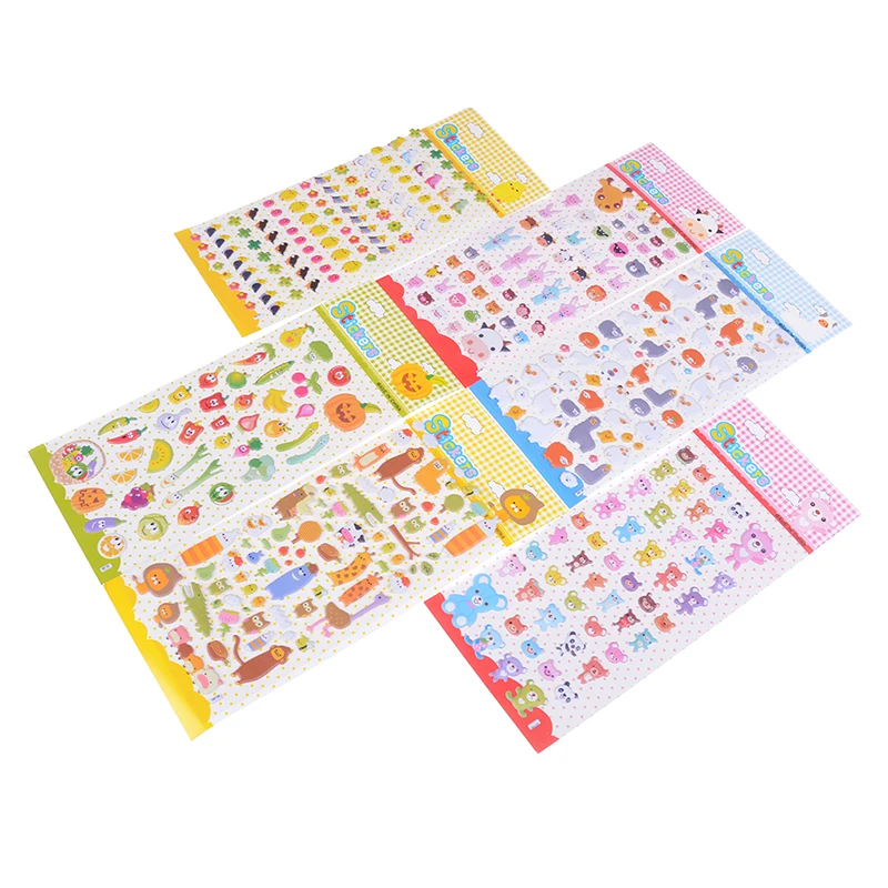 

New 3D Puffy Bubble Stickers Cartoon Animal Panda Vegetable Bird Cow Shape Waterpoof DIY Baby Toys for Children Kids Boy Girl