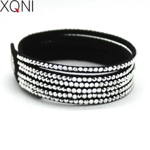 Новые модные украшения, с кристаллами кожаный мужской браслет знаменитые Мальчики модный мозаичный бренд горный хрусталь Классический Шарм браслет