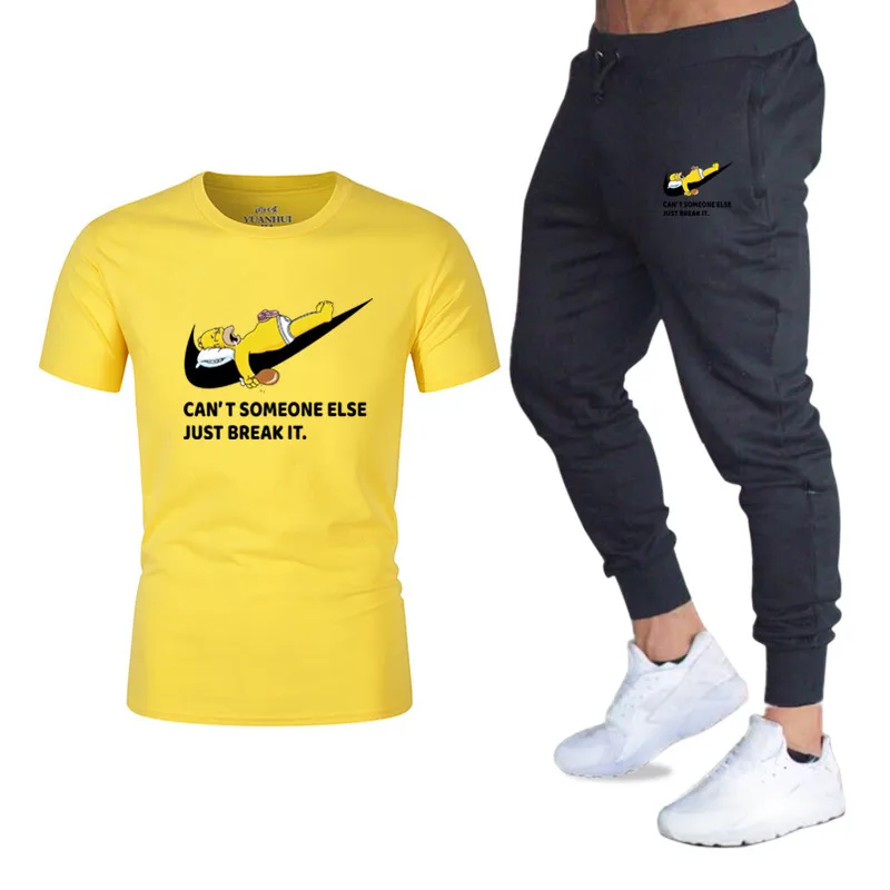 

Brand Sets Mens Hip Hop Rock Hipster T Shirt +pants 2Pieces Sets Casual Tshirts harajuku Top Tees men Gyms Joggers Tracksuit