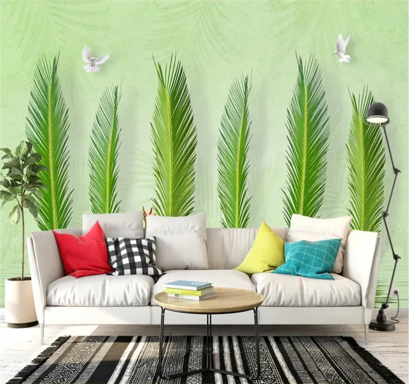 Custom wallpaper modern minimalist three-dimensional leaves elk TV sofa wall decoration waterproof material Custom wallpaper modern minimalist three-dimensional leaves elk TV sofa wall decoration waterproof material