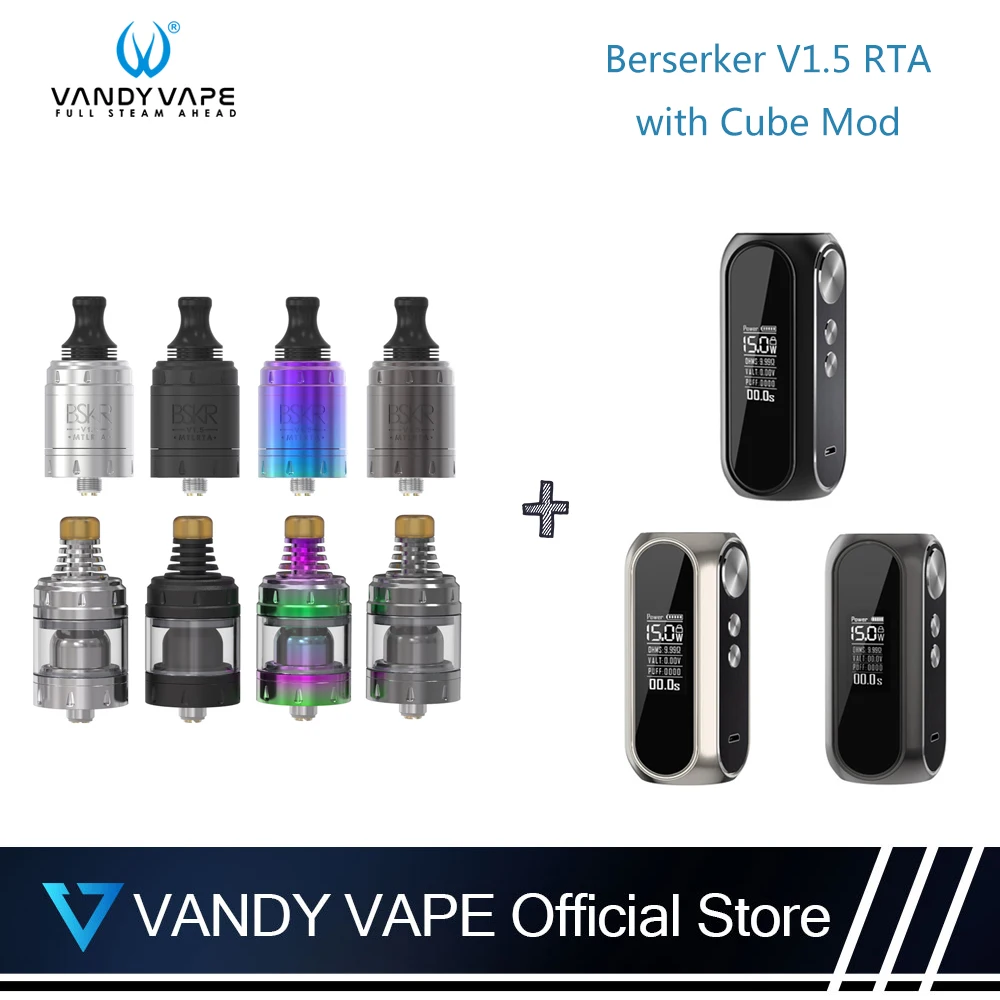 

Original Vandy vape Berserker V1.5 MTL RTA With cubeMod Built-in Battery 3000mAh Combined Vandyvape Kit For Electronic Cigarette