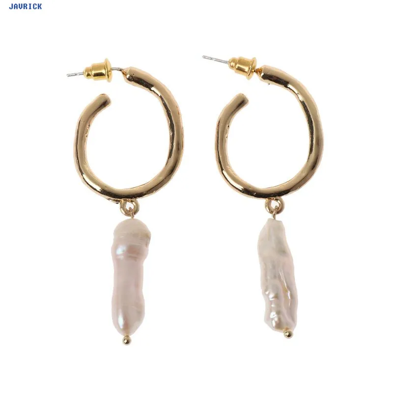 

JAVRICK Natural Freshwater Pearl Hoop Earrings S925 Sterling Silver Pin Jewelry Dangle Earrings For Wedding Party Exquisite