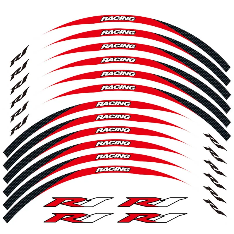Новинка, высокое качество, 12 шт., подходят для колес мотоцикла, стикер, полоса, отражающая оправа для Yamaha YZFR1 YZF R1 - Цвет: 3