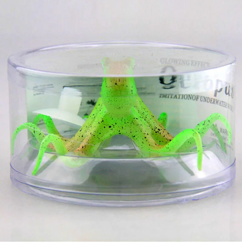 Artifical Simulation Night Fluorescent Jellyfish for Aquarium Decoration Silicone Octopus Squid Underwater Ornament