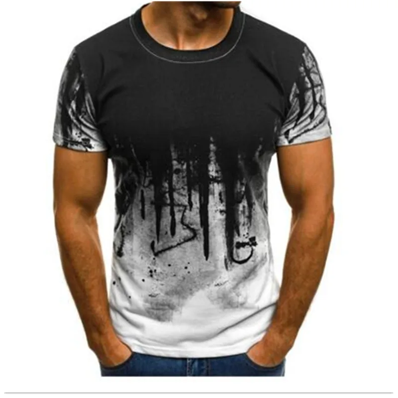 

New 2018 European and American men's fashion sports fitness camouflage short-sleeved T-shirt summer printed T-shirt for men