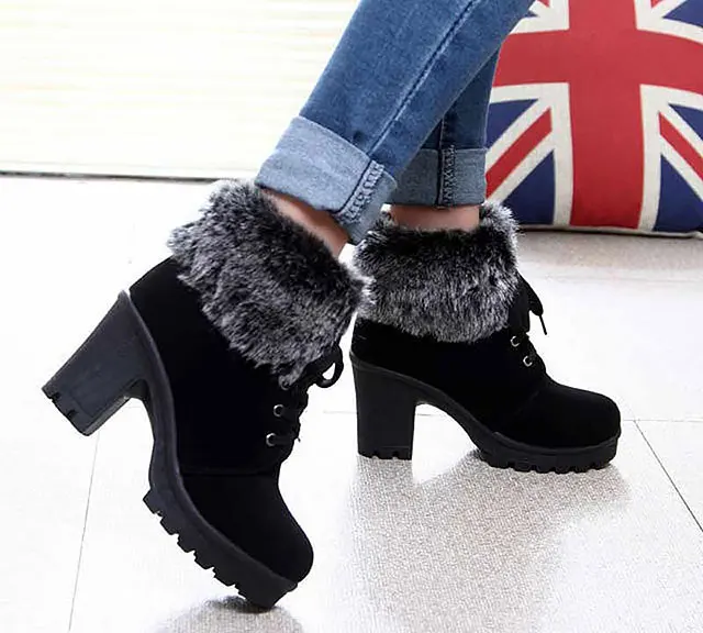 New-Design-Women-High-Heel-Boots-2018-Plush-Lace-Up-Keep-Warm-Winter-Fashion-Women-Boots