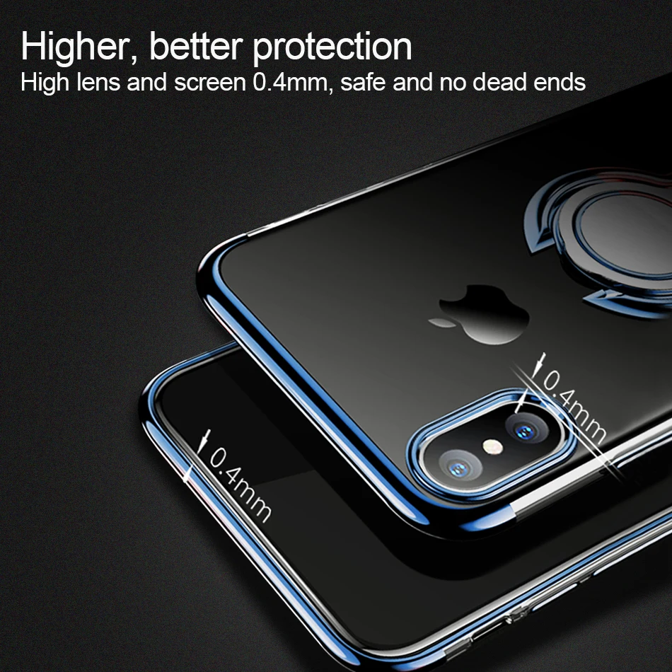 Olaf TPU Silicone Case For iPhone X 8 7 6s Plus Car Magnet Ring Phone Cases Plating Back Cover Case For iPhone 10 8 7 6 X Cover (1)