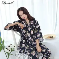 Lionstill 2018 демисезонный для женщин хлопок три четверти рукав домашний сервис костюм женский тонкий Модные свободные печатных пижамы