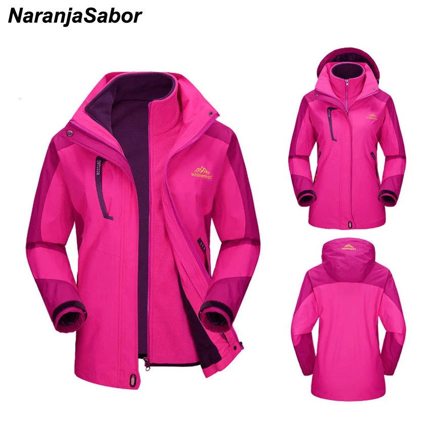 amazing  NaranjaSabor 2020 Winter Womens 2 Pieces Casual Jackets Waterproof Windproof Thermal Female Coats R