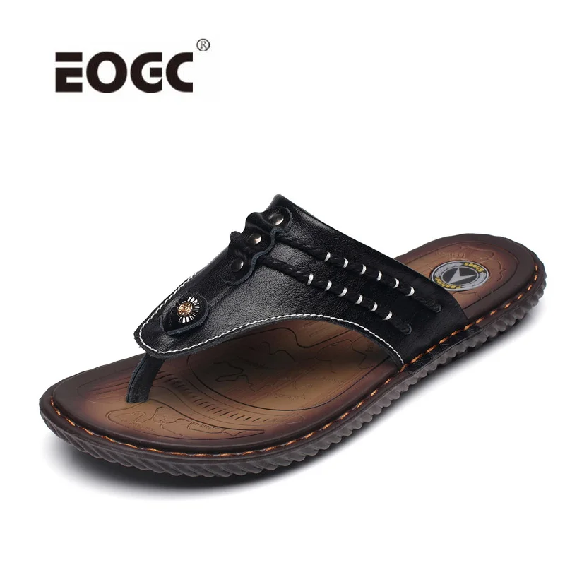 

New Arrival Men Slippers High Quality Handmade Leather Summer Shoes Fashion Flip Flops Men Beach Sandals Dropshipping