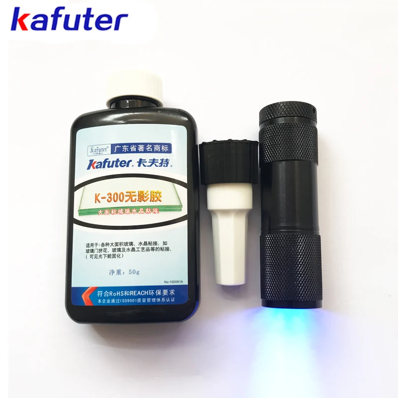 free shipping 50ml Kafuter UV Glue UV Curing Adhesive K-300 Transparent Crystal and Glass Adhesive with UV Flashlight