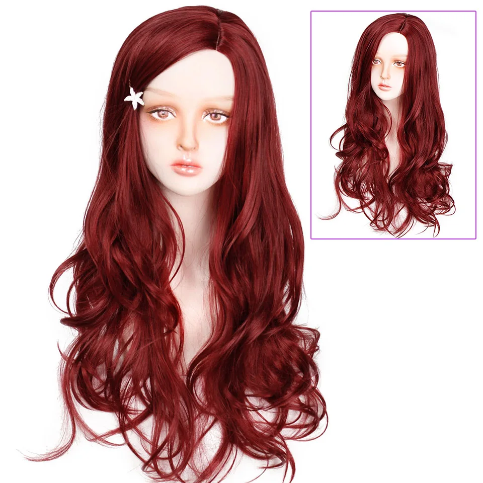 Peluca sintética ondulada roja larga para Mujeres Negras/blancas pelo de alta densidad Peluca de pelo sin pegamento para Cosplay AISI pelo Peluca sintética ondulada roja larga para Mujeres Negras/blancas pelo de alta densidad Peluca de pelo sin pegamento para Cosplay AISI pelo