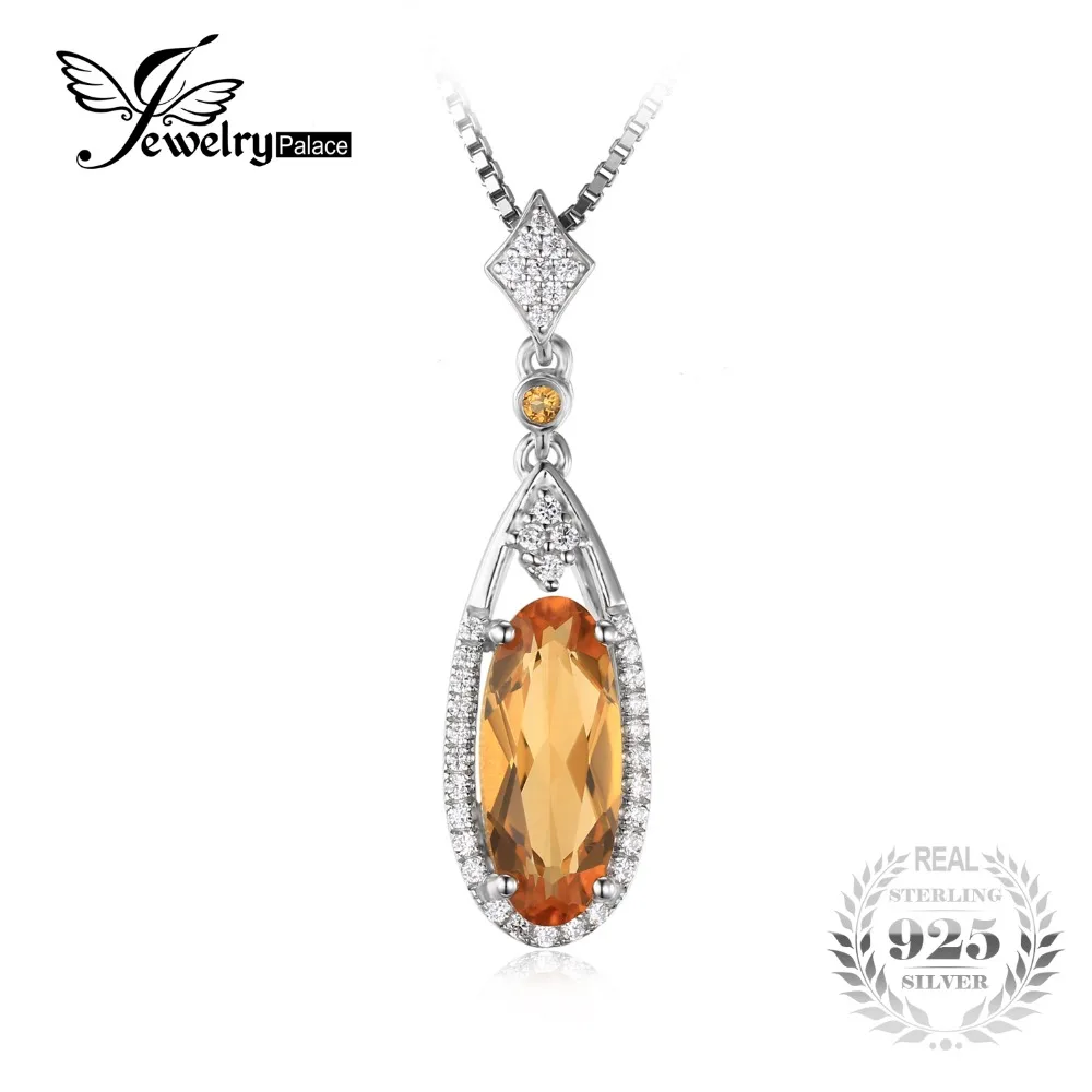 

JewelryPalace Oval 2.4ct Yellow Genuine Citrine Pendant 925 Sterling Silver Not Include a Chain New Fine Jewelry For Women