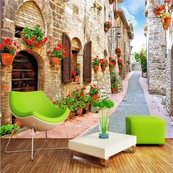 

beibehang Custom wallpaper frescoes photo Country alley landscape background wall Living room bedroom background painted