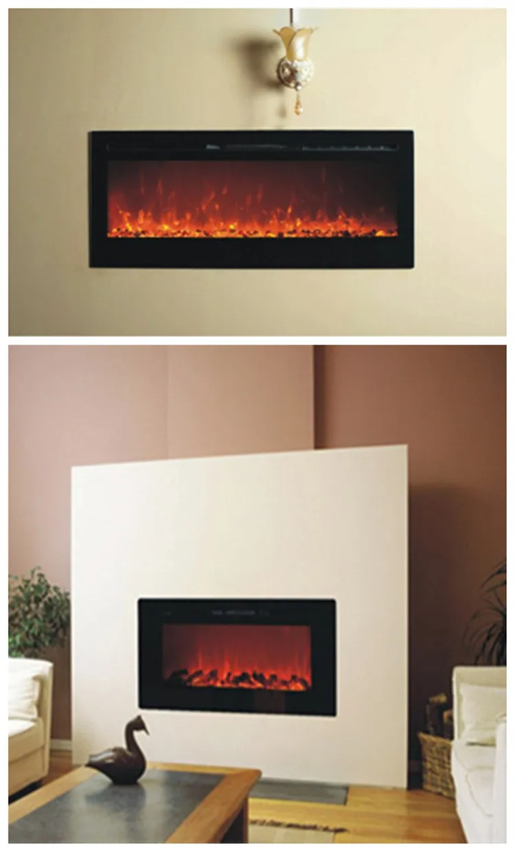 free shipping to russian white color wall mounted and embedded electric fireplace