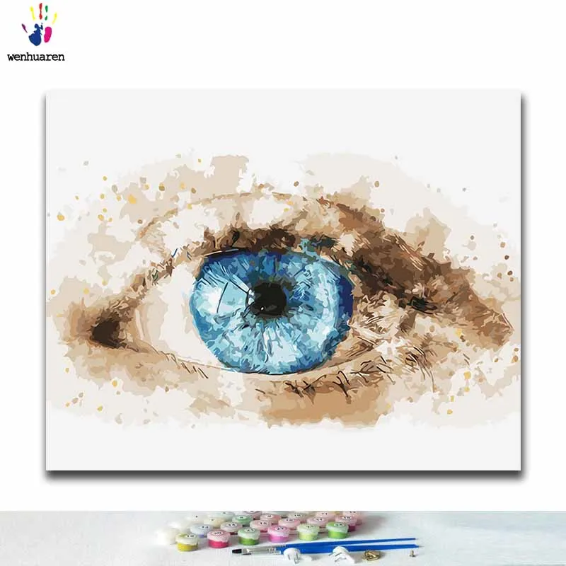 

DIY Coloring paint by numbers blue eyes paintings by numbers with kits 40x50 framed