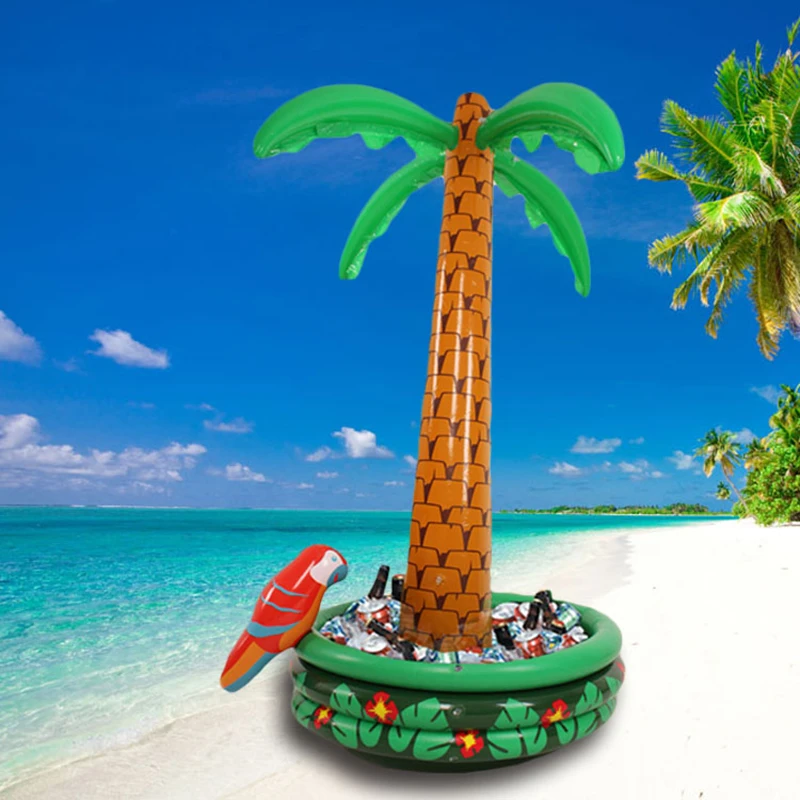 180 см гигантские надувные Гавайские пальмы с попугаем кулер ведро льда бассейн вечерние летние пляжные игрушки держатель чашки для напитков воздушный шар