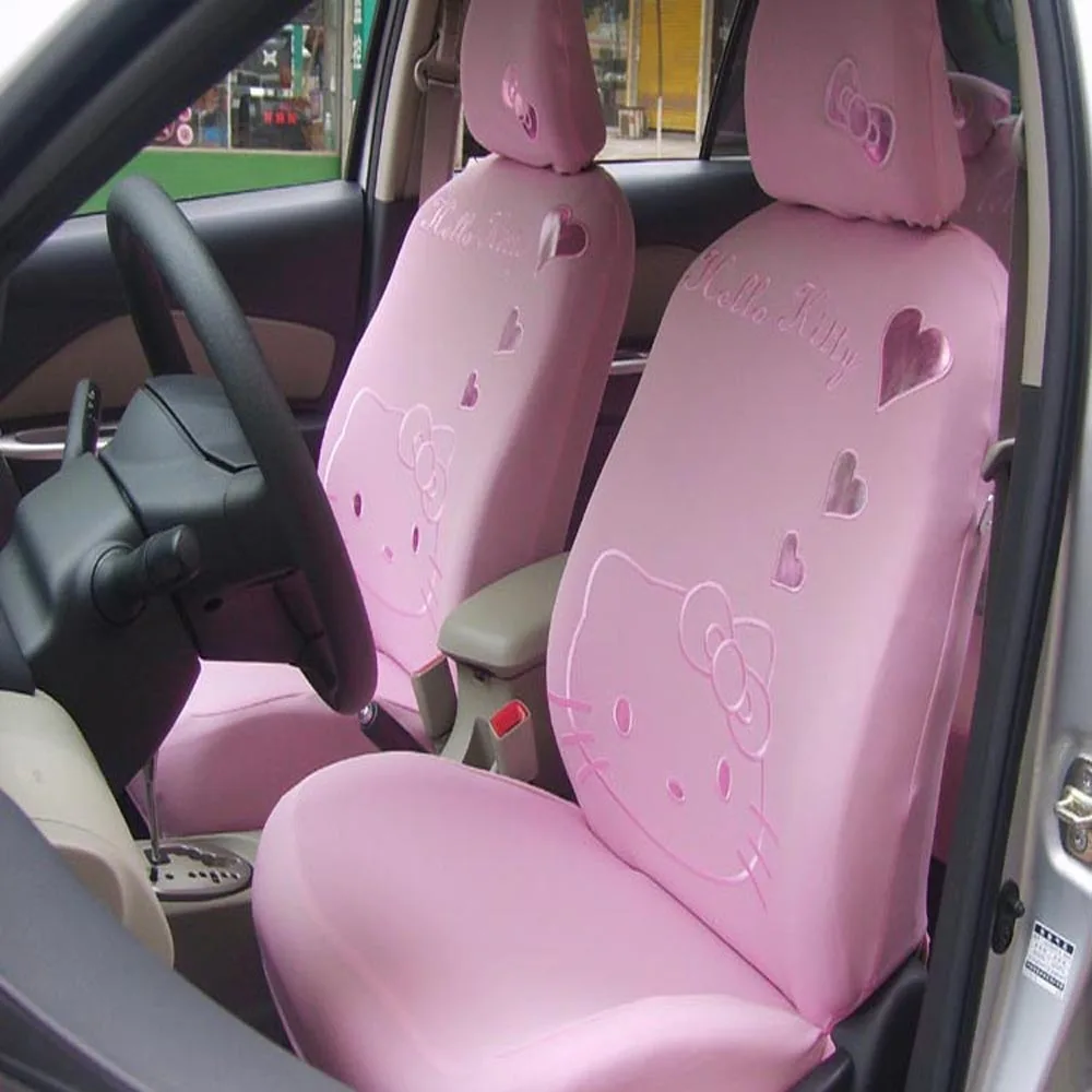 10pcs Universal Car seat Covers Pink Heart Cartoon Universal Hello
