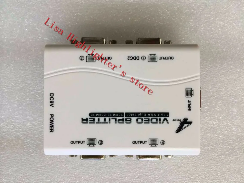 Белый с 1 по 4 порты 4 Way VGA Video Splitter Дубликатор 250 мГц разделения экрана устройства cascadedable Сапоги и ботинки для девочек видеосигналов до 65 м